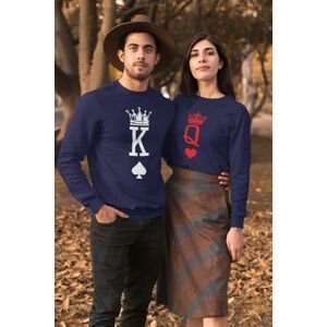 MMO Unisex mikiny pro páry K a Q Barva: Královská modrá, Dámska velikost: XS, Pánska velikost: 2XL