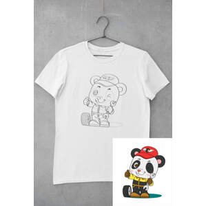 MMO Dětské triko vymaluj si Panda automechanik Veľkosť /2.0: 122