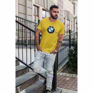 MMO Pánské tričko s logem auta BMW Barva: Žlutá, Velikost: 2XL