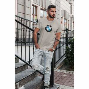 MMO Pánské tričko s logem auta BMW Barva: Ledově šedá, Velikost: 2XL
