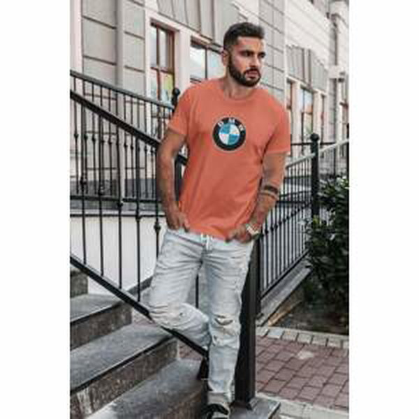 MMO Pánské tričko s logem auta BMW Barva: Korálová, Velikost: 4XL