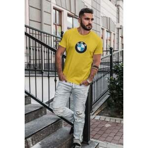 MMO Pánské tričko s logem auta BMW Barva: Žlutá, Velikost: L