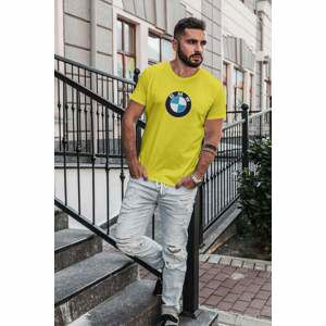 MMO Pánské tričko s logem auta BMW Barva: Citrónová, Velikost: M