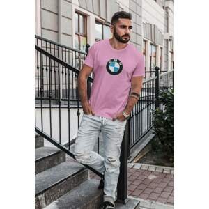 MMO Pánské tričko s logem auta BMW Barva: Ružová, Velikost: 4XL