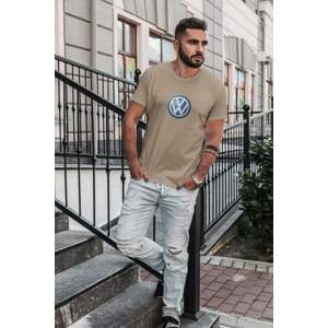 MMO Pánské tričko s logem auta Volkswagen Barva: Písková, Velikost: 3XL