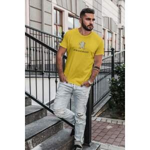 MMO Pánské tričko s logem auta Peugeot Barva: Žlutá, Velikost: 4XL