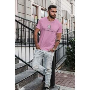 MMO Pánské tričko s logem auta Peugeot Barva: Ružová, Velikost: 2XL