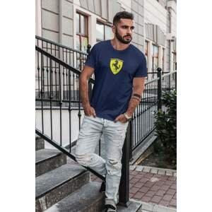MMO Pánské tričko s logem auta Ferrari Barva: Půlnoční modrá, Velikost: 4XL