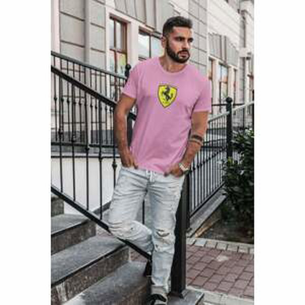 MMO Pánské tričko s logem auta Ferrari Barva: Ružová, Velikost: L
