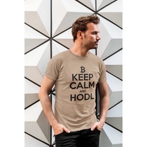 MMO Pánské tričko Keep calm Barva: Písková, Velikost: XL