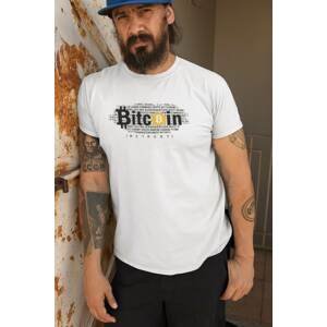 MMO Pánské tričko Bitcoin Barva: Bíla, Velikost: L