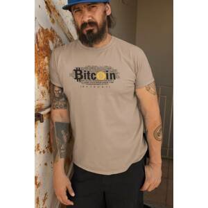 MMO Pánské tričko Bitcoin Barva: Písková, Velikost: L