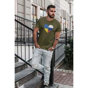 MMO Pánské tričko Mírové srdce Barva: Khaki, Velikost: XL
