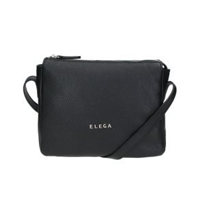 ELEGA Malé crossbody Hootie s koženým popruhem černá/stříbro