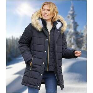 Prošívaná bunda do arktické zimy  s kapucí lemovanou odepínací umělou kožešinou