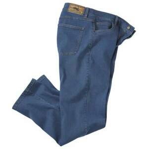 Modré strečové džínsy rovného střihu Regular