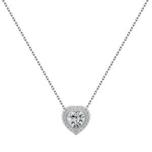 Brilio Silver Elegantní stříbrný náhrdelník s čirými zirkony Srdce NCL23W (řetízek, přívěsek)