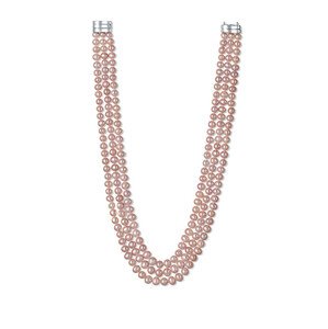 JwL Luxury Pearls Půvabný třířadý náhrdelník z pravých růžových říčních perel JL0671