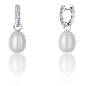 JwL Luxury Pearls Stříbrné kruhové náušnice á la vévodkyně Kate s pravou perlou a zirkony 3v1 JL0685