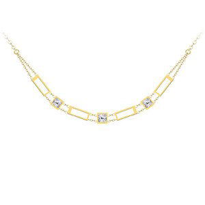 Preciosa Luxusní pozlacený náhrdelník Straight s čirým křišťálem Preciosa 7390Y00