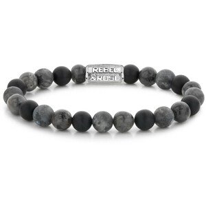 Rebel&Rose Korálkový náramek Grey Rocks RR-80069-S 19 cm - L