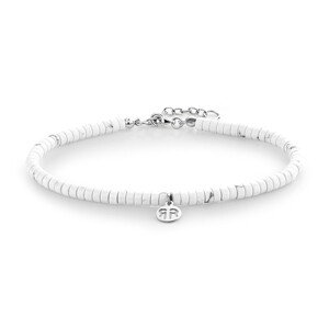 Rebel&Rose Bílý korálkový náramek na nohu Anklet Slices Virgin White RR-AK006-S 19,5 - 21,5 cm - XS