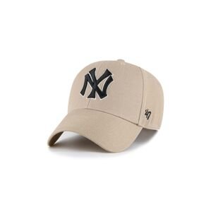 Čepice s vlněnou směsí 47brand MLB New York Yankees béžová barva, s aplikací