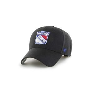 Bavlněná baseballová čepice 47brand NHL New York Rangers černá barva, s aplikací, H-MVP13WBV-BKB