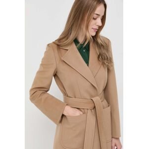 Vlněný kabát MAX&Co. béžová barva, přechodný, bez zapínání