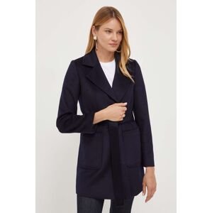 Vlněný kabát MAX&Co. tmavomodrá barva, přechodný, bez zapínání