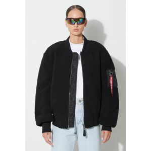 Bomber bunda Alpha Industries Ma-1 Teddy černá barva, přechodná, oversize, 108102.03-Black