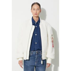 Bomber bunda Alpha Industries Ma-1 Teddy béžová barva, přechodná, oversize, 108102.16-cream