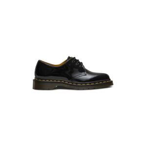 Polobotky Dr. Martens Black Patent Lamper dámské, černá barva, na plochém podpatku, 10084001