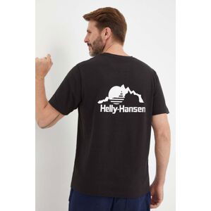 Bavlněné tričko Helly Hansen YU PATCH T-SHIRT černá barva, s aplikací, 53391