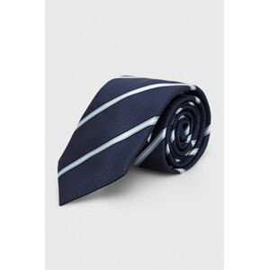 Hedvábná kravata BOSS tmavomodrá barva