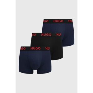 Boxerky HUGO 3-pack pánské, tmavomodrá barva