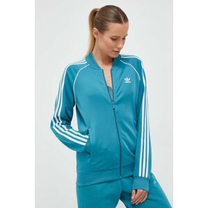 Mikina adidas Originals dámská, tyrkysová barva, s aplikací