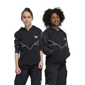 Dětská mikina adidas Originals černá barva, s kapucí, s aplikací