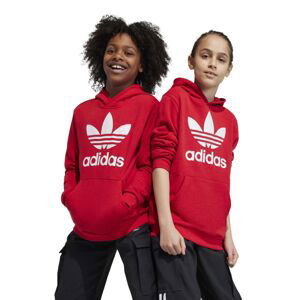 Dětská mikina adidas Originals TREFOIL červená barva, s kapucí, s potiskem