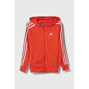 Dětská mikina adidas červená barva, s kapucí, s aplikací