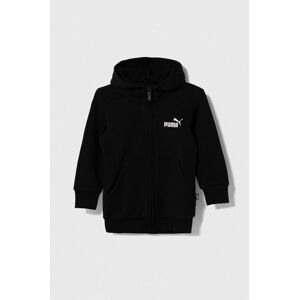 Dětská mikina Puma ESS Small Logo Full-Zip Hoodie TR G černá barva, s kapucí, hladká