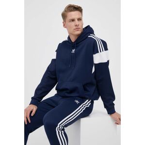 Mikina adidas Originals pánská, tmavě modrá barva, s kapucí, s aplikací