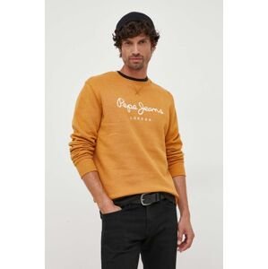 Mikina Pepe Jeans pánská, oranžová barva, s aplikací