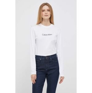 Bavlněné tričko s dlouhým rukávem Calvin Klein bílá barva