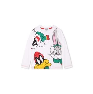 Dětská bavlněná košile s dlouhým rukávem Marc Jacobs x Looney Tunes bílá barva, s potiskem