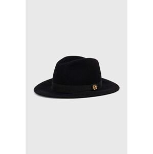 Vlněný klobouk Marella černá barva, vlněný