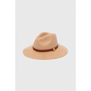 Vlněný klobouk Lauren Ralph Lauren béžová barva, vlněný