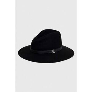 Vlněný klobouk Lauren Ralph Lauren černá barva, vlněný