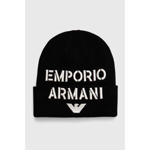 Dětská čepice s příměsí vlny Emporio Armani černá barva