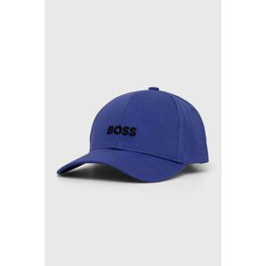 Bavlněná baseballová čepice BOSS fialová barva, s aplikací